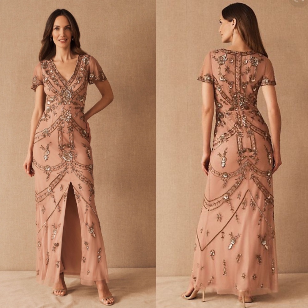 BHLDN FATIMA TEA ROSE AIDAN MATTOX DRESS - Picture 1 of 10